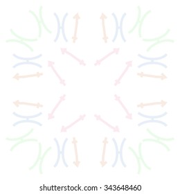 Circular   pattern  of zodiac  motif, doodles, objects, Sagittarius,Pisces signs. Hand drawn.
