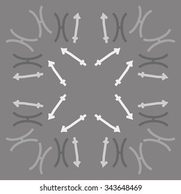 Circular   pattern  of zodiac  motif, doodles, objects, Sagittarius,Pisces signs. Hand drawn.