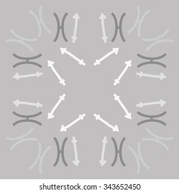 Circular   pattern  of zodiac  motif, doodles, objects, Sagittarius,Pisces signs. Hand drawn.