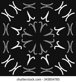 Circular   pattern  of zodiac  motif, doodles, objects, Aries,Pisces signs. Hand drawn.