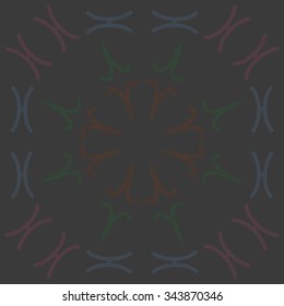 Circular   pattern  of zodiac  motif, doodles, objects, Aries,Pisces signs. Hand drawn.