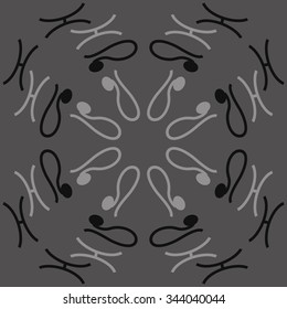 Circular   pattern  of zodiac  motif, doodles, objects, Lions,Pisces signs. Hand drawn.