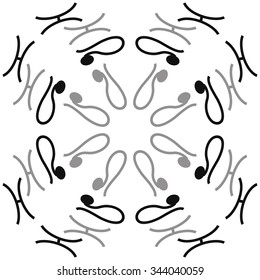 Circular   pattern  of zodiac  motif, doodles, objects, Lions,Pisces signs. Hand drawn.