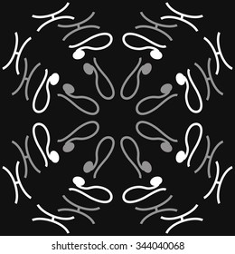 Circular   pattern  of zodiac  motif, doodles, objects, Lions,Pisces signs. Hand drawn.