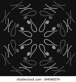 Circular   pattern  of zodiac  motif, doodles, objects, Lions,Pisces signs. Hand drawn.