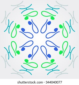 Circular   pattern  of zodiac  motif, doodles, objects, Lions,Pisces signs. Hand drawn.