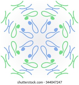 Circular   pattern  of zodiac  motif, doodles, objects, Lions,Pisces signs. Hand drawn.