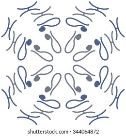 Circular   pattern  of zodiac  motif, doodles, objects, Lions,Pisces signs. Hand drawn.