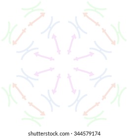 Circular pattern  of zodiac  motif, doodles, objects, Sagittarius,Pisces signs. Hand drawn.
