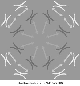 Circular pattern  of zodiac  motif, doodles, objects, Sagittarius,Pisces signs. Hand drawn.