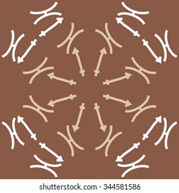 Circular pattern  of zodiac  motif, doodles, objects, Sagittarius,Pisces signs. Hand drawn.