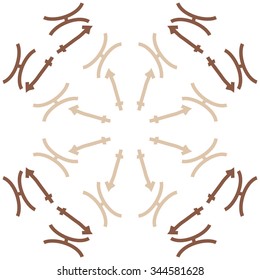 Circular pattern  of zodiac  motif, doodles, objects, Sagittarius,Pisces signs. Hand drawn.