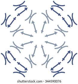 Circular pattern  of zodiac  motif, doodles, objects, Sagittarius,Pisces signs. Hand drawn.