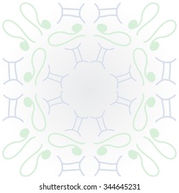 Circular pattern  of zodiac  motif, doodles, objects, Gemini,Lions signs. Hand drawn.