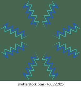 Circular pattern of zodiac  motif, zigzags,aquarius,  copy space. Hand drawn.