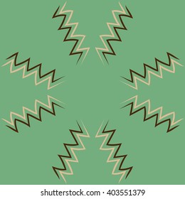 Circular pattern of zodiac  motif, zigzags,aquarius,  copy space. Hand drawn.