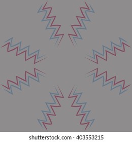Circular pattern of zodiac  motif, zigzags,aquarius,  copy space. Hand drawn.