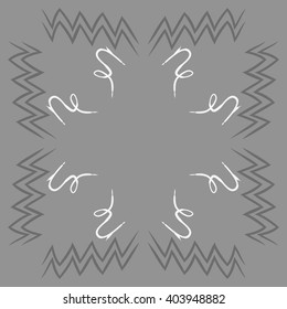 Circular pattern of zodiac  motif, zigzags,aquarius, capricorn, copy space. Hand drawn.