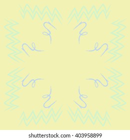 Circular pattern of zodiac  motif, zigzags,aquarius, capricorn, copy space. Hand drawn.
