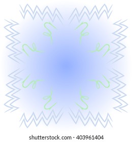 Circular pattern of zodiac  motif, zigzags,aquarius, capricorn, copy space. Hand drawn.