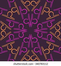 Circular    pattern  of zodiac  motifs, doodles, objects, Libra sign. Hand drawn.