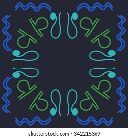Circular    pattern  of zodiac  motifs, doodles, objects, Aquarius, Libra, Lion signs. Hand drawn.