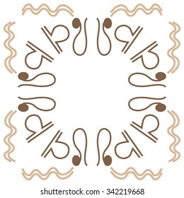 Circular    pattern  of zodiac  motifs, doodles, objects, Aquarius, Libra, Lion signs. Hand drawn.