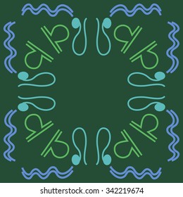 Circular    pattern  of zodiac  motifs, doodles, objects, Aquarius, Libra, Lion signs. Hand drawn.
