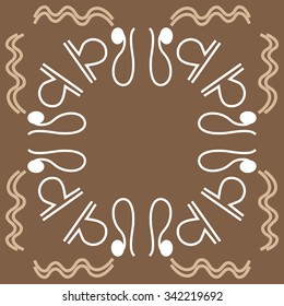 Circular    pattern  of zodiac  motifs, doodles, objects, Aquarius, Libra, Lion signs. Hand drawn.