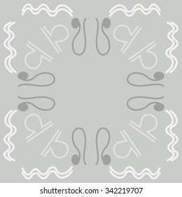 Circular    pattern  of zodiac  motifs, doodles, objects, Aquarius, Libra, Lion signs. Hand drawn.