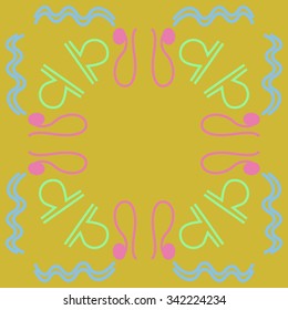 Circular    pattern  of zodiac  motifs, doodles, objects, Aquarius, Libra, Lion signs. Hand drawn.