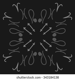 Circular    pattern  of zodiac  motifs, doodles, objects,Aries, Sagittarius,pisces, Lion signs. Hand drawn.