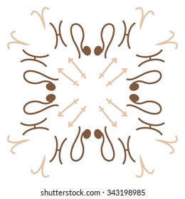 Circular    pattern  of zodiac  motifs, doodles, objects,Aries, Sagittarius,pisces, Lion signs. Hand drawn.