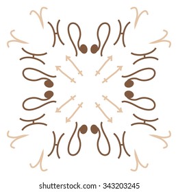 Circular    pattern  of zodiac  motifs, doodles, objects,Aries, Sagittarius,pisces, Lion signs. Hand drawn.