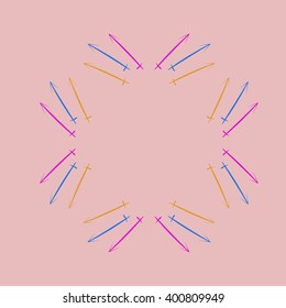 Circular  pattern of zodiac motif,sagittarius,copy space. Hand drawn.