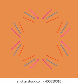 Circular  pattern of zodiac motif,sagittarius,copy space. Hand drawn.