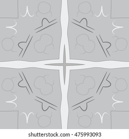 Circular  pattern of zodiac signs, cross. Hand drawn.