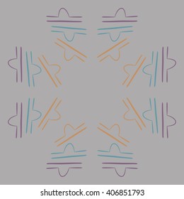 Circular pattern of zodiac signs, doodles, libra,object, copy space. Hand drawn.