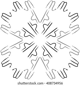 Circular   pattern of zodiac signs, doodles, libra, scorpio,object. Hand drawn.