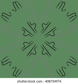 Circular   pattern of zodiac signs, doodles, libra, scorpio,object. Hand drawn.