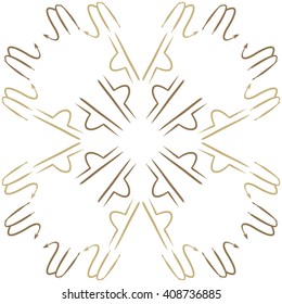 Circular   pattern of zodiac signs, doodles, libra, scorpio,object. Hand drawn.
