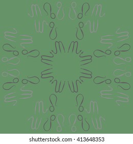 Circular  pattern of zodiac signs, doodles, object, scorpio,lions. Hand drawn.