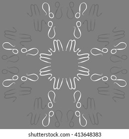 Circular  pattern of zodiac signs, doodles, object, scorpio,lions. Hand drawn.