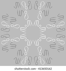 Circular  pattern of zodiac signs, doodles, object, scorpio,lions. Hand drawn.