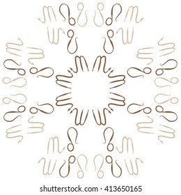 Circular  pattern of zodiac signs, doodles, object, scorpio,lions. Hand drawn.