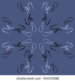 Circular pattern of zodiac signs, doodles, object,capricorn,lions. Hand drawn.