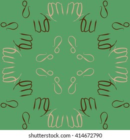 Circular  pattern of zodiac signs, doodles, object,virgo,copy space ,lions. Hand drawn.