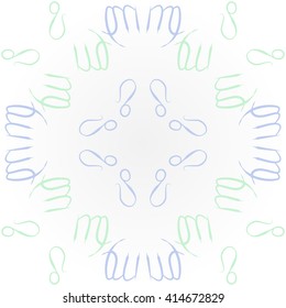 Circular  pattern of zodiac signs, doodles, object,virgo,copy space ,lions. Hand drawn.