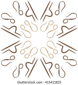 Circular pattern of zodiac signs, doodles, object,libra,lions, copy space. Hand drawn.