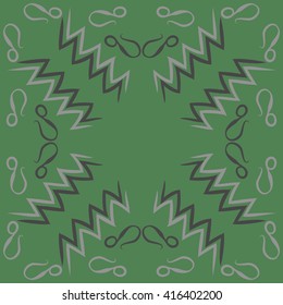 Circular pattern of zodiac signs, doodles, object,aquarius,lions, zigzag, copy space. Hand drawn.